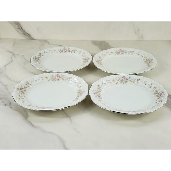 Johann Haviland Floral Splendor Bread Plate 6 1/4" Silver Trim 80s Germany x4 - Picture 9 of 15